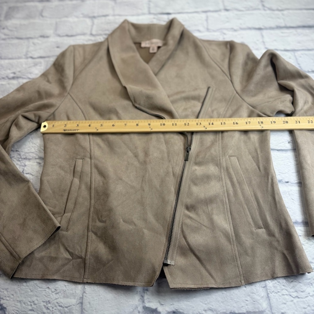 Anthropologie Philosophy Taupe Faux Suede Moto Jacket. Size M. Lightweight. - Picture 3 of 7